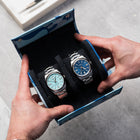 Azure Camo Leather Watch Roll – Two Watches