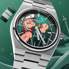 PRX Popeye Jailbreak Concept—hand-painted custom dial with Popeye artwork on Swiss-made Tissot PRX Quartz 40mm by IFL Watches