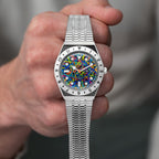 Citizen Tsuyosa Dive in Time — hand-painted bespoke watch with a headfirst dive into a vault of golden coins and gems on a rose gold case, by IFL Watches