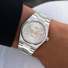 PRX Arctic Sky Concept – hand-painted custom Tissot PRX Silver Dial 35mm watch with abstract artwork, limited edition by IFL Watches.