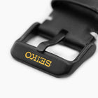 Custom Seiko 5 Sports 55th Anniversary Bruce Lee Limited Edition watch featuring hand-painted dragon design by IFL Watches, bespoke timepiece with black leather strap - clasp close up.