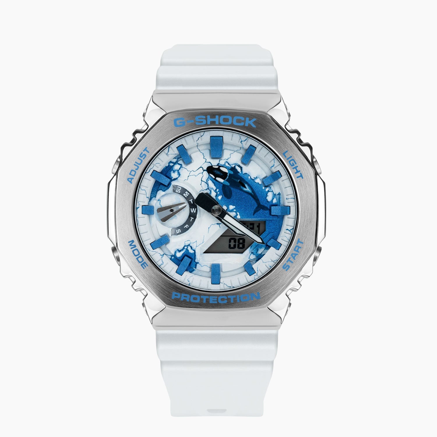 G-Shock CasiOak Orca Limited Edition Watch – Hand-Painted Custom Dial with Arctic Theme and Orca Artwork