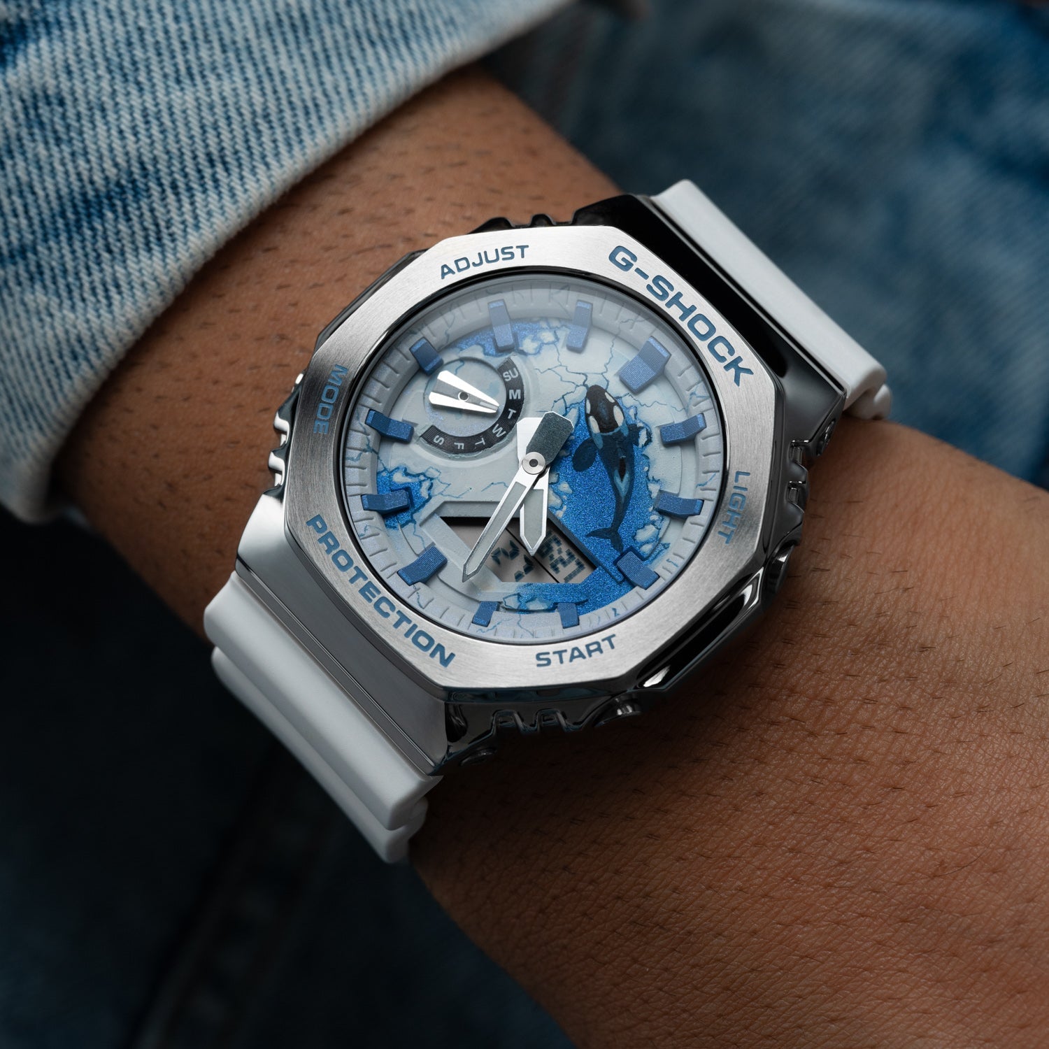 G-Shock CasiOak Orca Limited Edition Watch – Hand-Painted Custom Dial with Arctic Theme and Orca Artwork