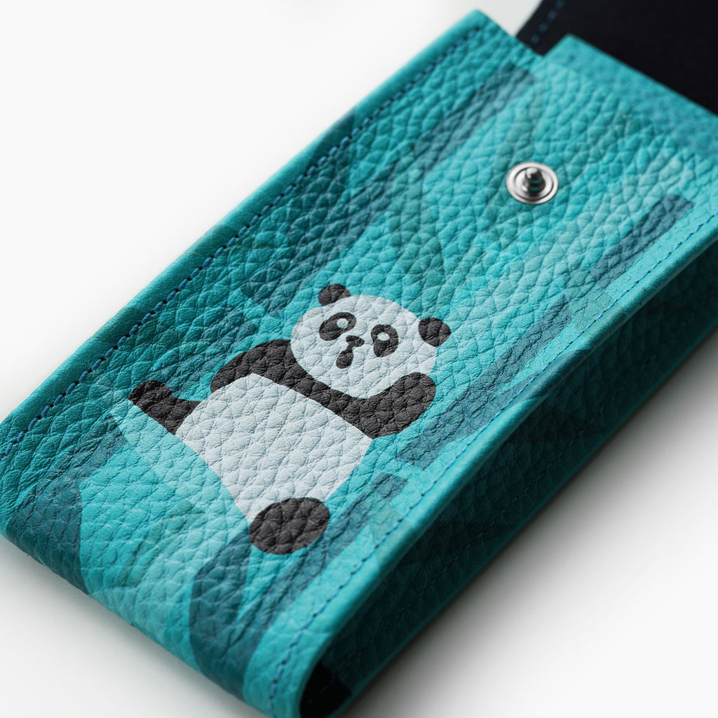 Teal Panda Leather Watch Pouch