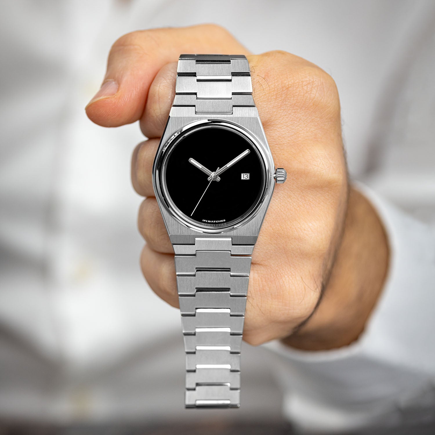 Onyx Steel Concept – Custom natural black onyx stone dial on stainless steel watch, bespoke timepiece by IFL Watches