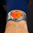 Red Agate Steel Concept – Custom natural red agate stone dial on stainless steel watch, bespoke timepiece by IFL Watches